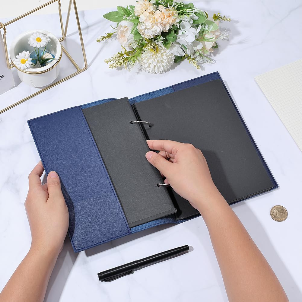 PH PandaHall Buchhülle Aus Schwarzem PU Leder 33.7x23cm Rechteckige Buchschutzhülle Nachfüllbar Für Notizbücher A5 Reisetagebücher Skizzenbücher Journale Und Scrapbooking Alben Dekoration 1 Stück