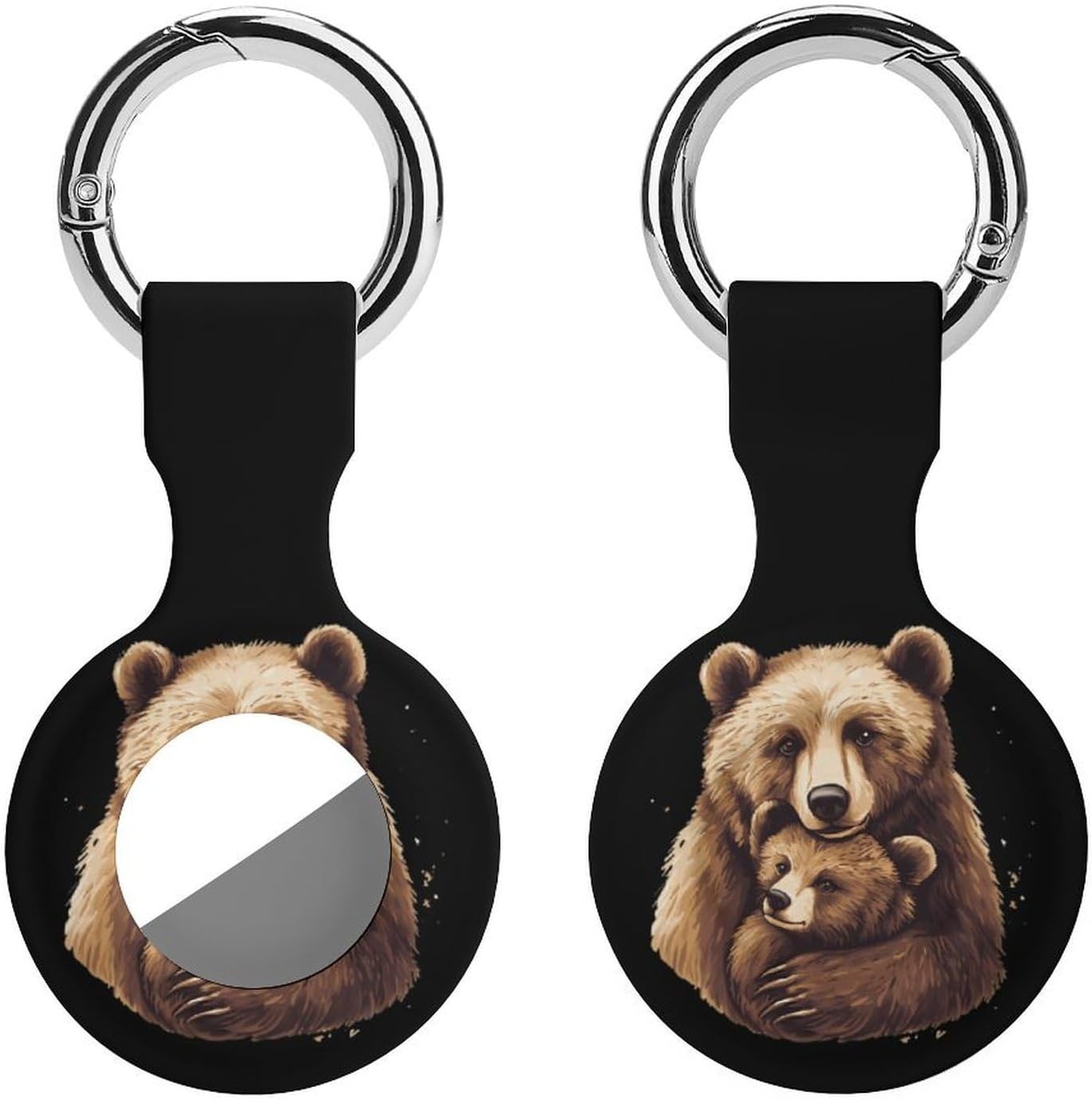 Mother Bear Funny Cover Compatible with AirTag Case Protector GPS Tracker Holder with Keychain