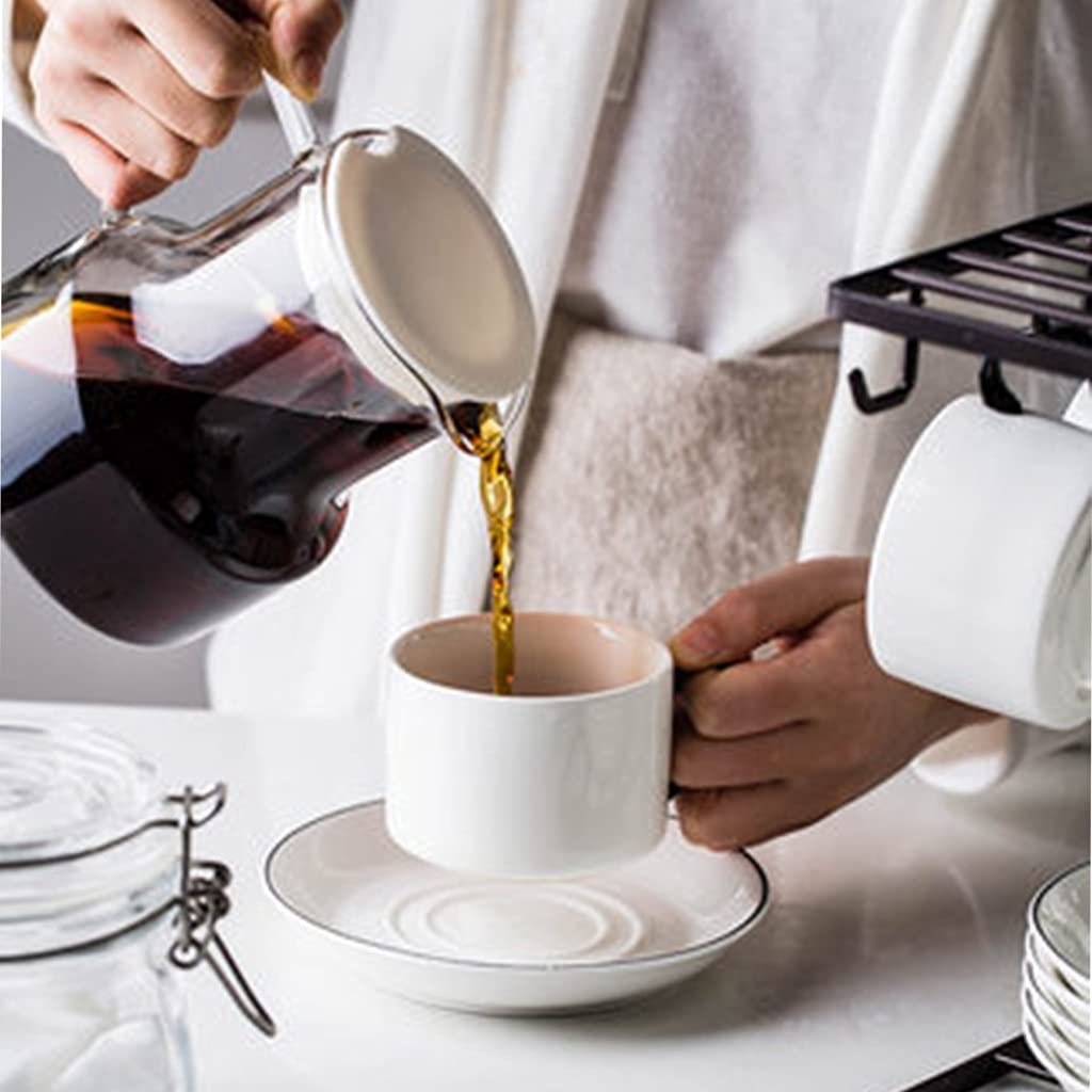 Tazze caffè/tè con Piatto 6.8 Oz, Set di Tazza di Porcellana, Tazze in Ceramica per caffè E Cacao, Premium qualità Osso Cina Tazza Tazza, Set di Dono Tazza per Uomo Dad Dad Mom