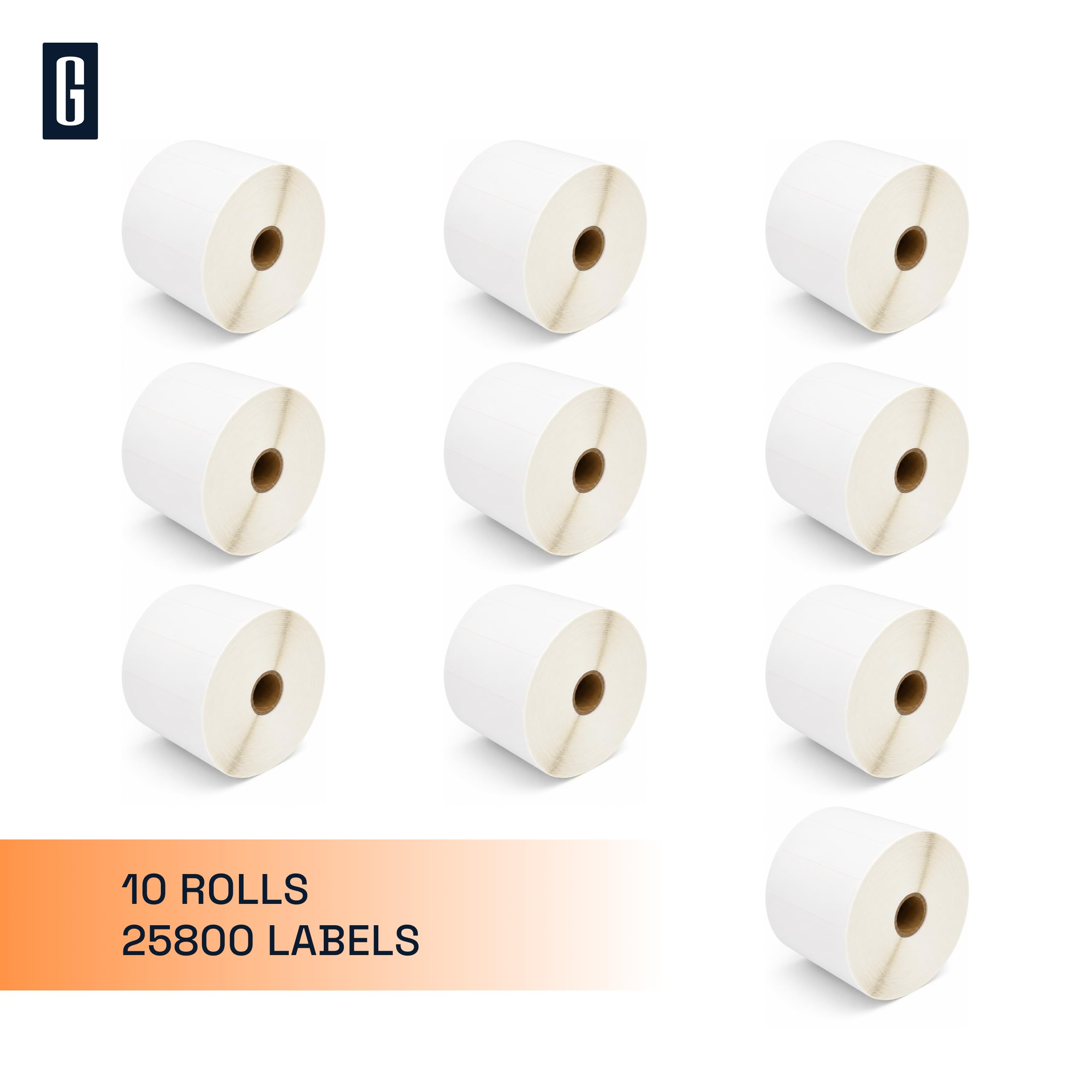 GROF 10 rotoli di etichette termiche, 76 mm x 25 mm, 2580 etichette, compatibili con Zebra e altre stampanti [10 rotoli/25800 etichette]