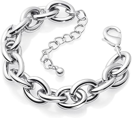 LANE WOODS Gold Bracelets for Women 14k Gold Plated Chunky Thick Large Link Chain Bracelet