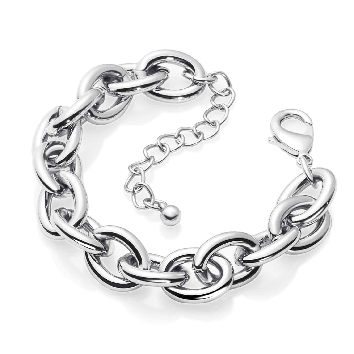 LANE WOODS Gold Bracelets for Women 14k Gold Plated Chunky Thick Large Link Chain Bracelet