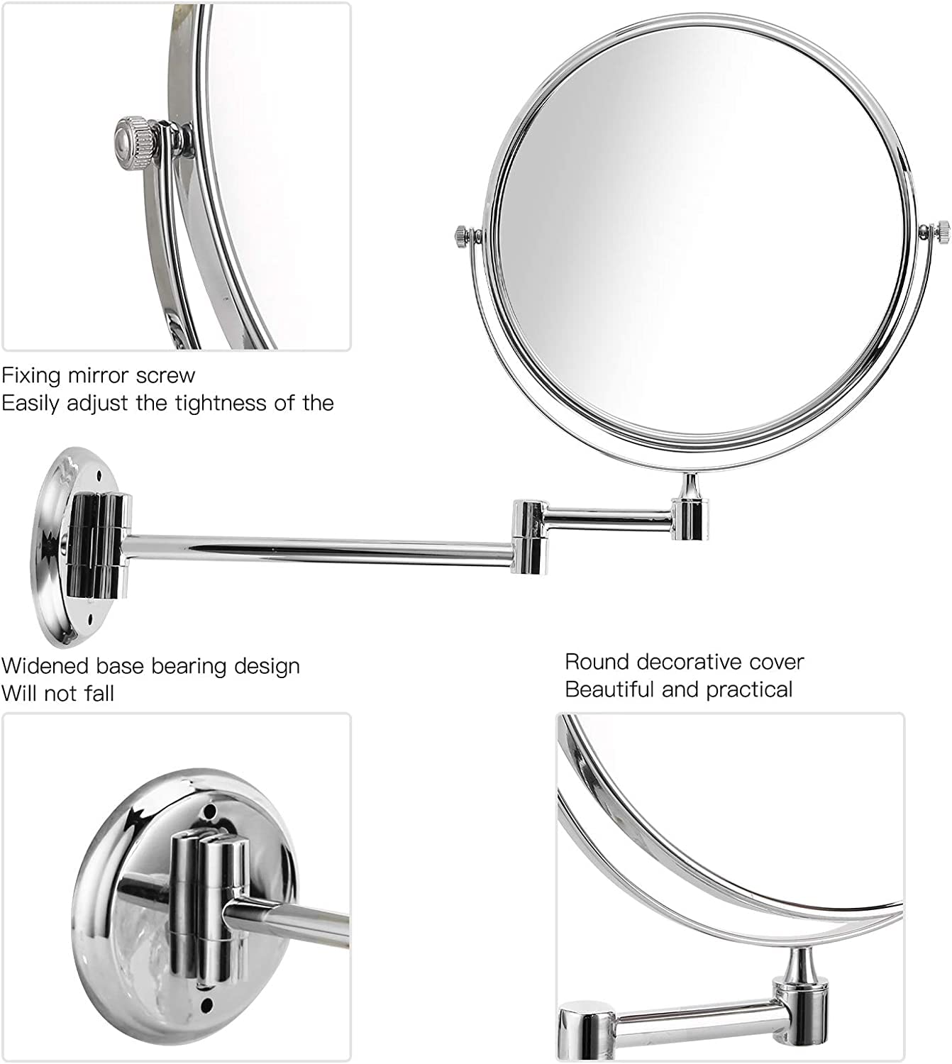 Plantex Brass Magnifying Mirror - 5x & 1x, Wall Mount -4 Plantex Brass Magnifying Mirror - 5x & 1x, Wall Mount -4