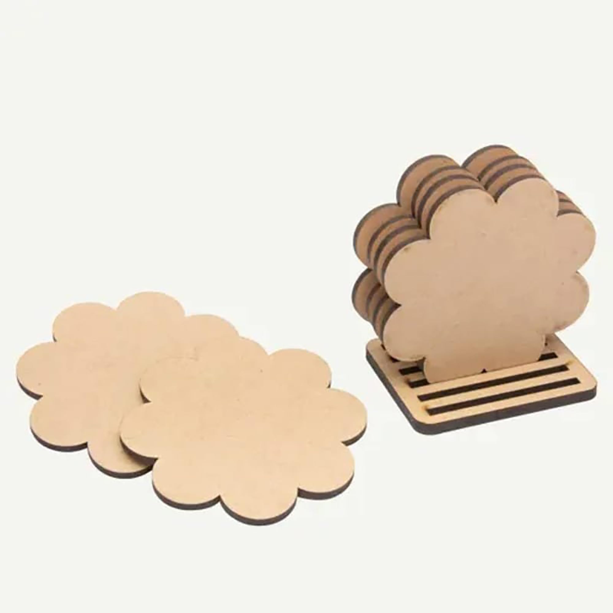 Flower Shape MDF Coasters for DIY Art & Craft, Painting, Resin Art & Lippan Work, 4 x 4 Inch, 2.7 mm Thick, Pack of 6, Cliths-image-16