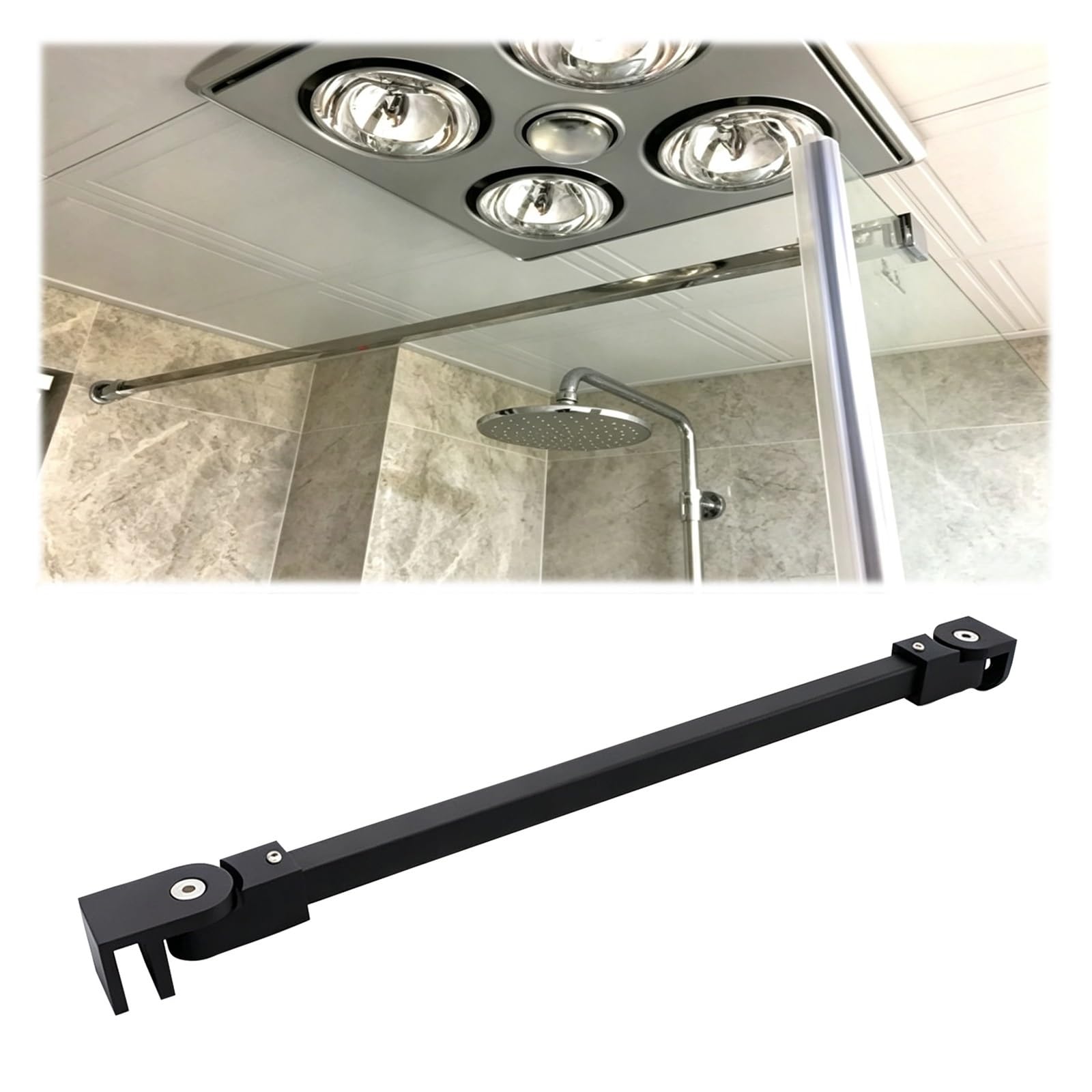 PYYDJQ Shower Door Support Bar Fix Frameless Door Panel, Home/Office Shower Glass Support Rod No Wobbling, Bath Glass Panel Stabilizer Brace to Wall(Black,36in/91.4cm)