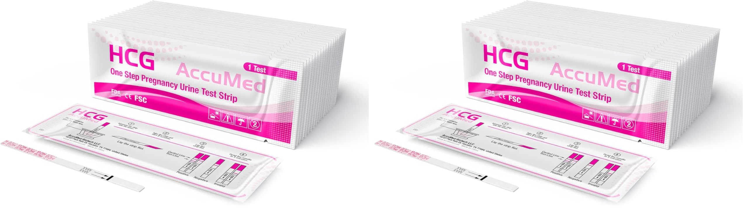 AccuMed Pregnancy Test Strips, 25-Count Individually Wrapped Pregnancy Strips, Early Home Detection Pregnancy Test Kit, Clear HCG Test (Pack of 2)