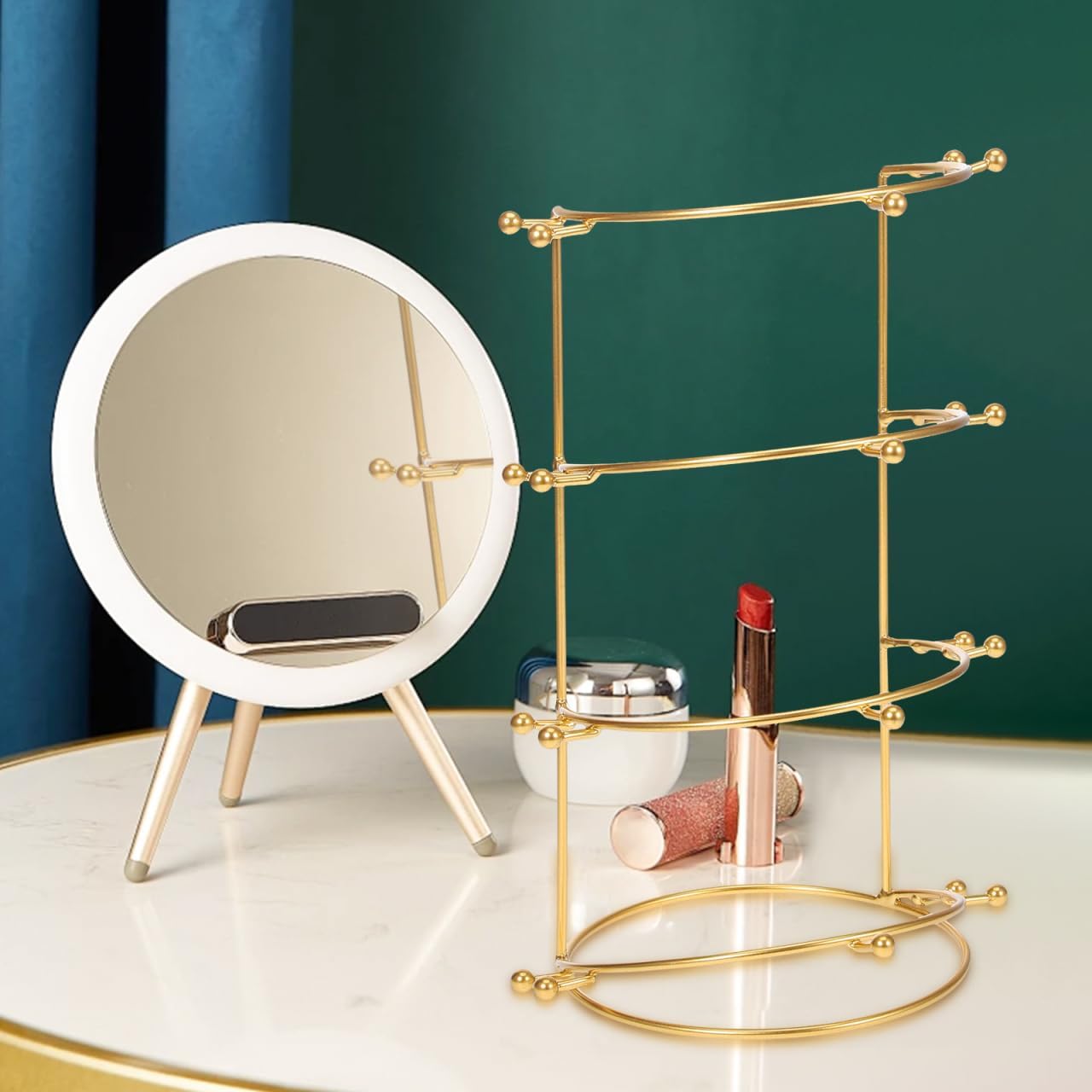 Hemobllo Crown Display Stand Gold-Plated Headband Holder for Bridal Tiara Headpiece Necklace Bracelet Storage Jewelry Organizer Rack for Wedding Dressing Table 11.02 X 6.29 X 5.51 in