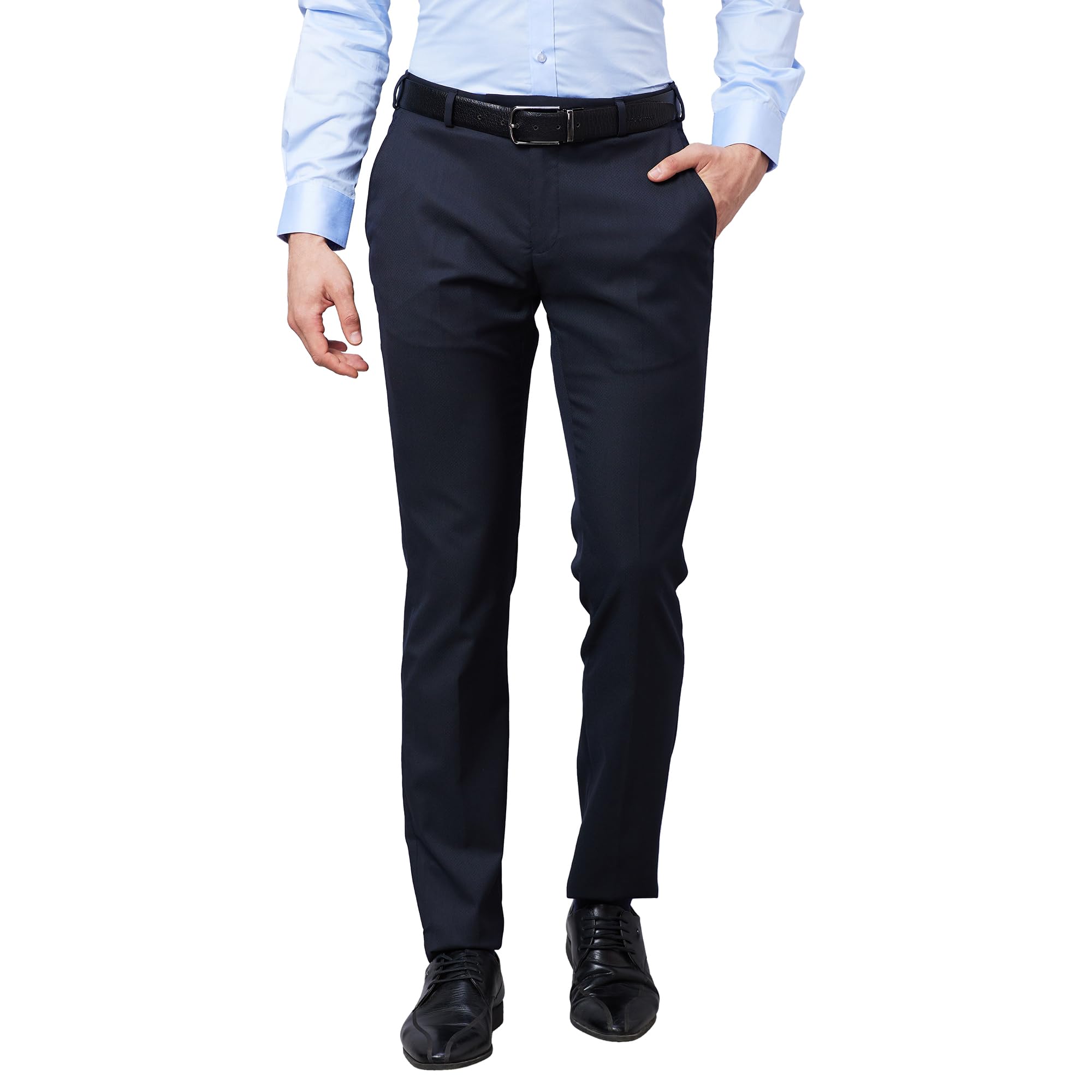 raymond Men's Slim Fit Mid Rise Poly Viscose Blend Solid Pattern Flat Front Formal Trouser-picture-39