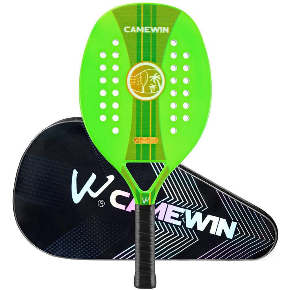 Racchetta Beach Tennis Professionale In Fibra Di Carbonio - Superficie Grit Face, Anima EVA Memory Foam, Con Borsa Trasporto