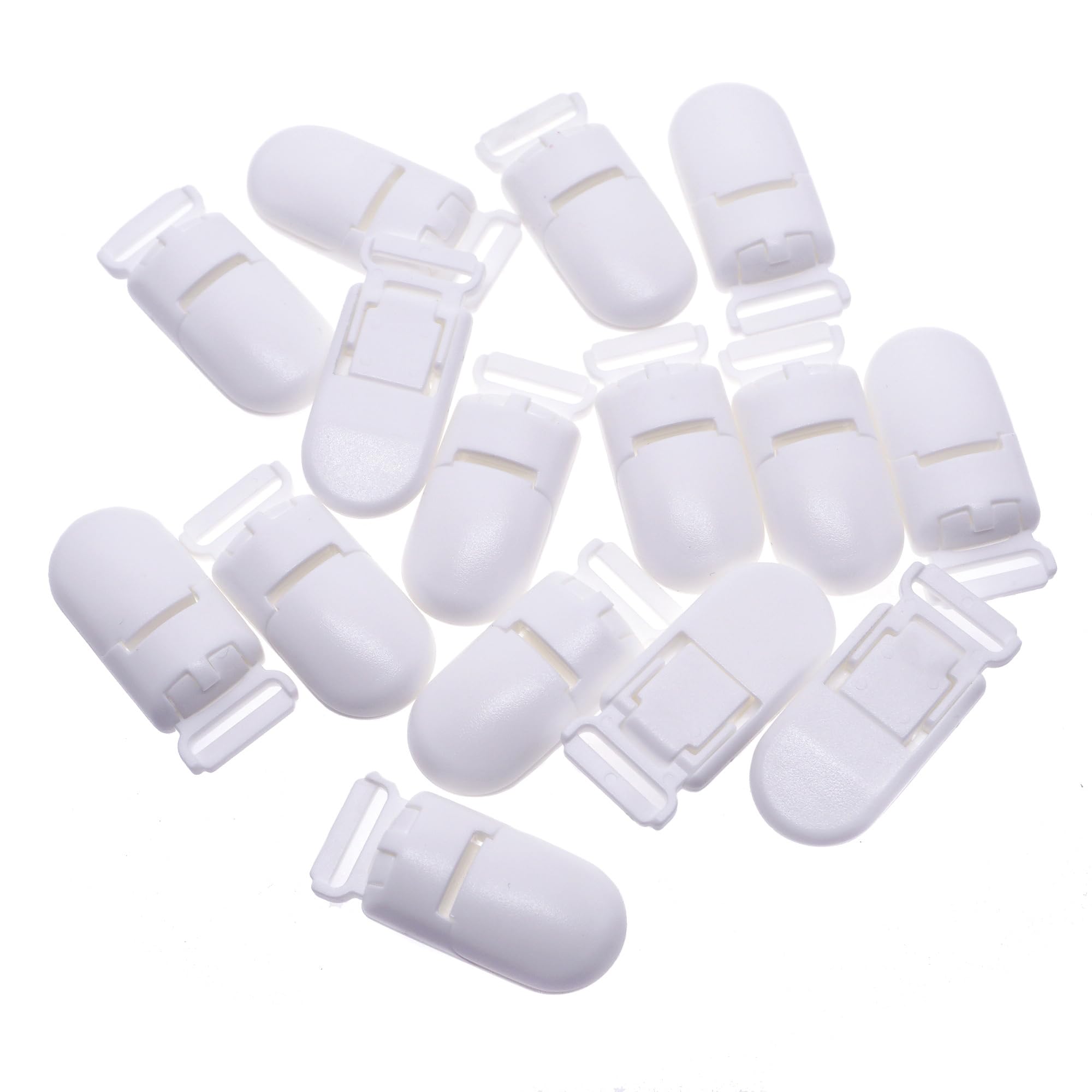 Sutoyuen 15Pcs/Pack Pacifier Clip Holder Plastic Mitten Binky Clip for DIY Personalized Dummy Clips Baby Blankets Bib Chain Holder White Color 15mm