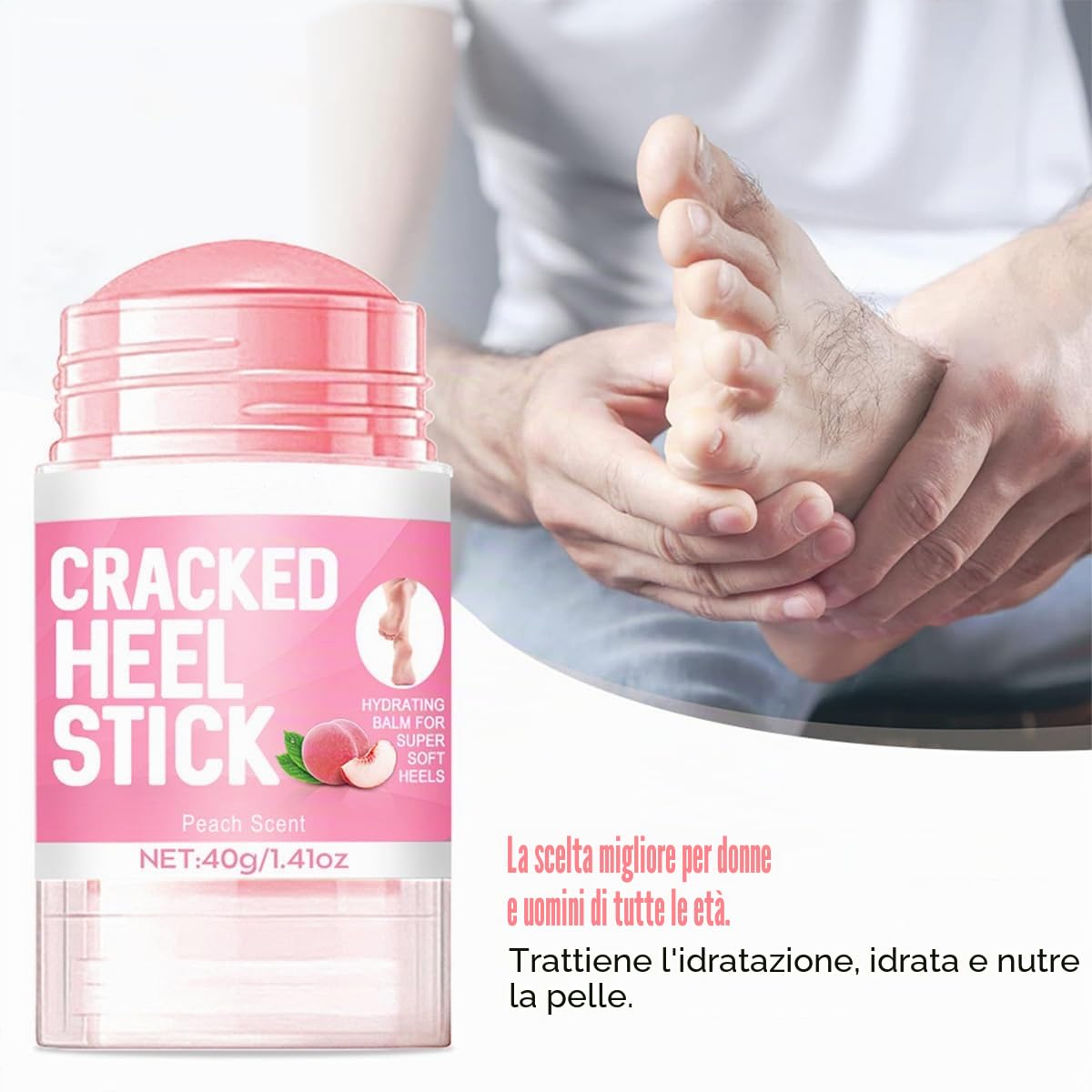 Baorder 2 pezzi Peach Scented and 60% Urea Foot Cream Set idratante Foot Cream, Repair Dry Skin, mani, talloni, gomiti e ginocchia, cura morbida e idratante per donne e uomini