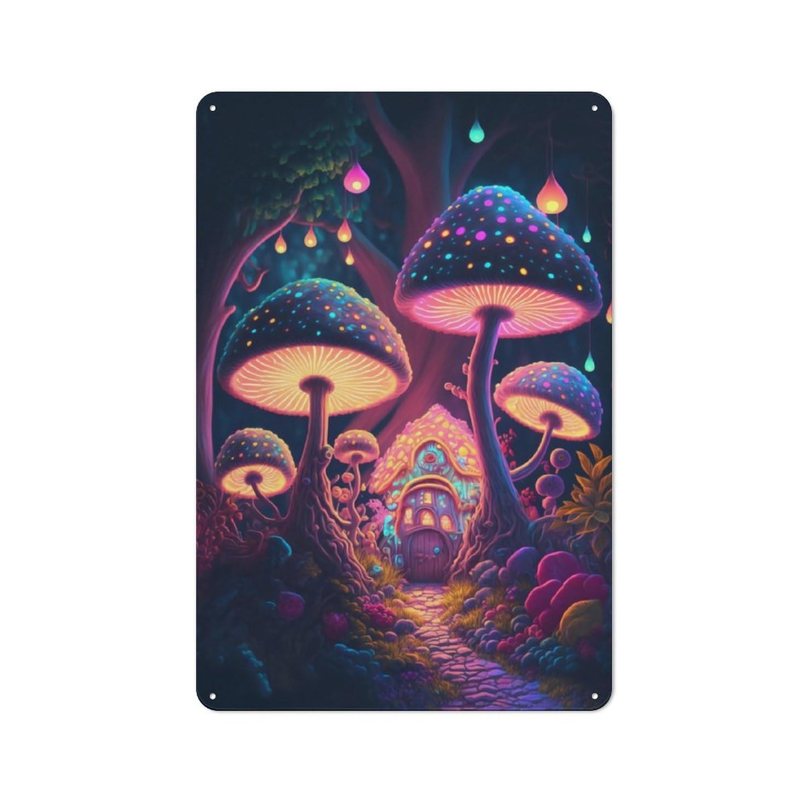 Junmoney Mushrooms Retro Metal Wall Sign 30X20cm With For Workshop Wall, For Vintage Wall Decor Fans, For Garage And Workshop Walls