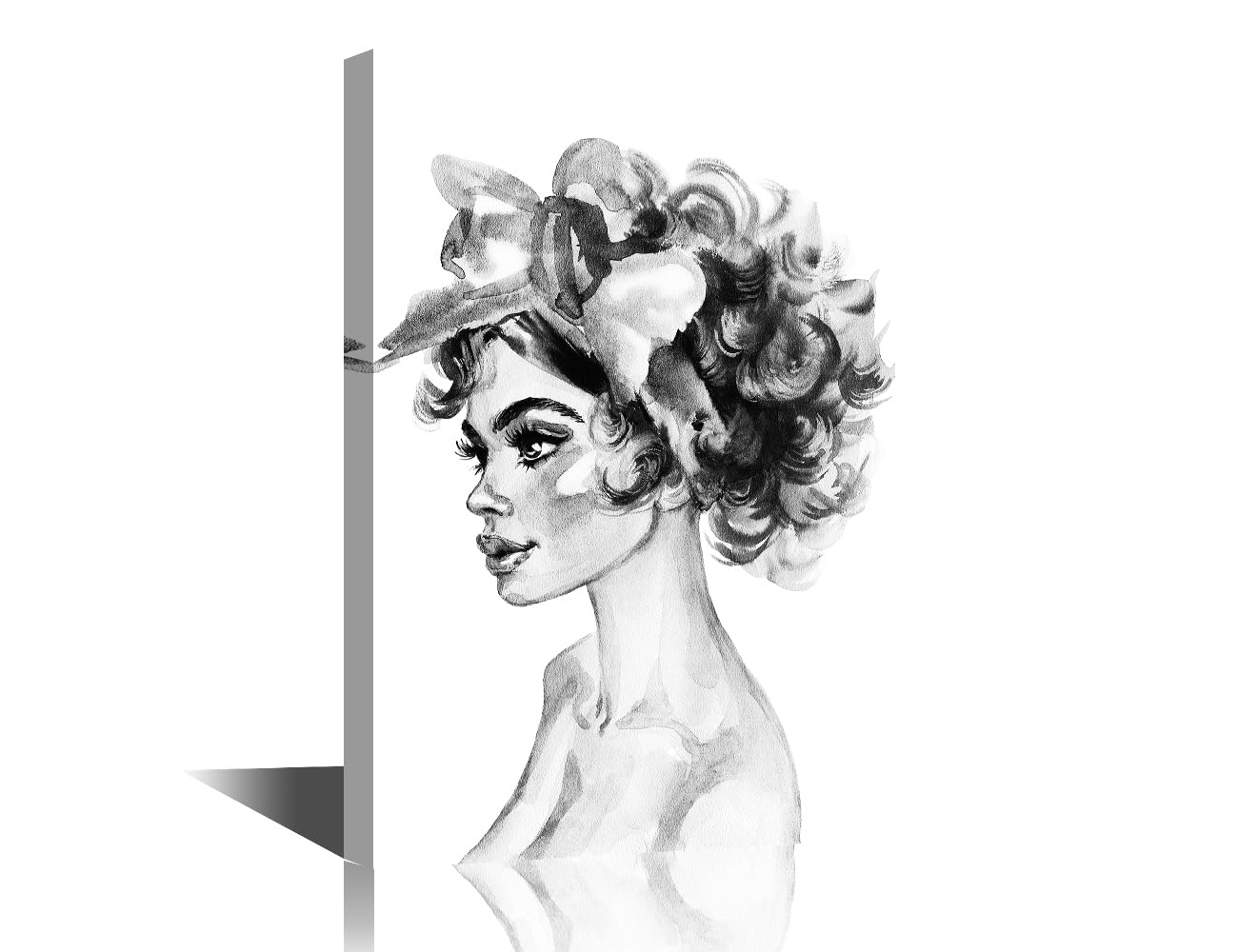 Watercolor Beauty Young Woman Portrait Poster Canvas Wall Art Vintage Abstract Girl Minimalist Painting Print for Living Room Bedroom Bathroom Office Decor Gallery Wrapped (Woman-10, 12"Wx18"H)