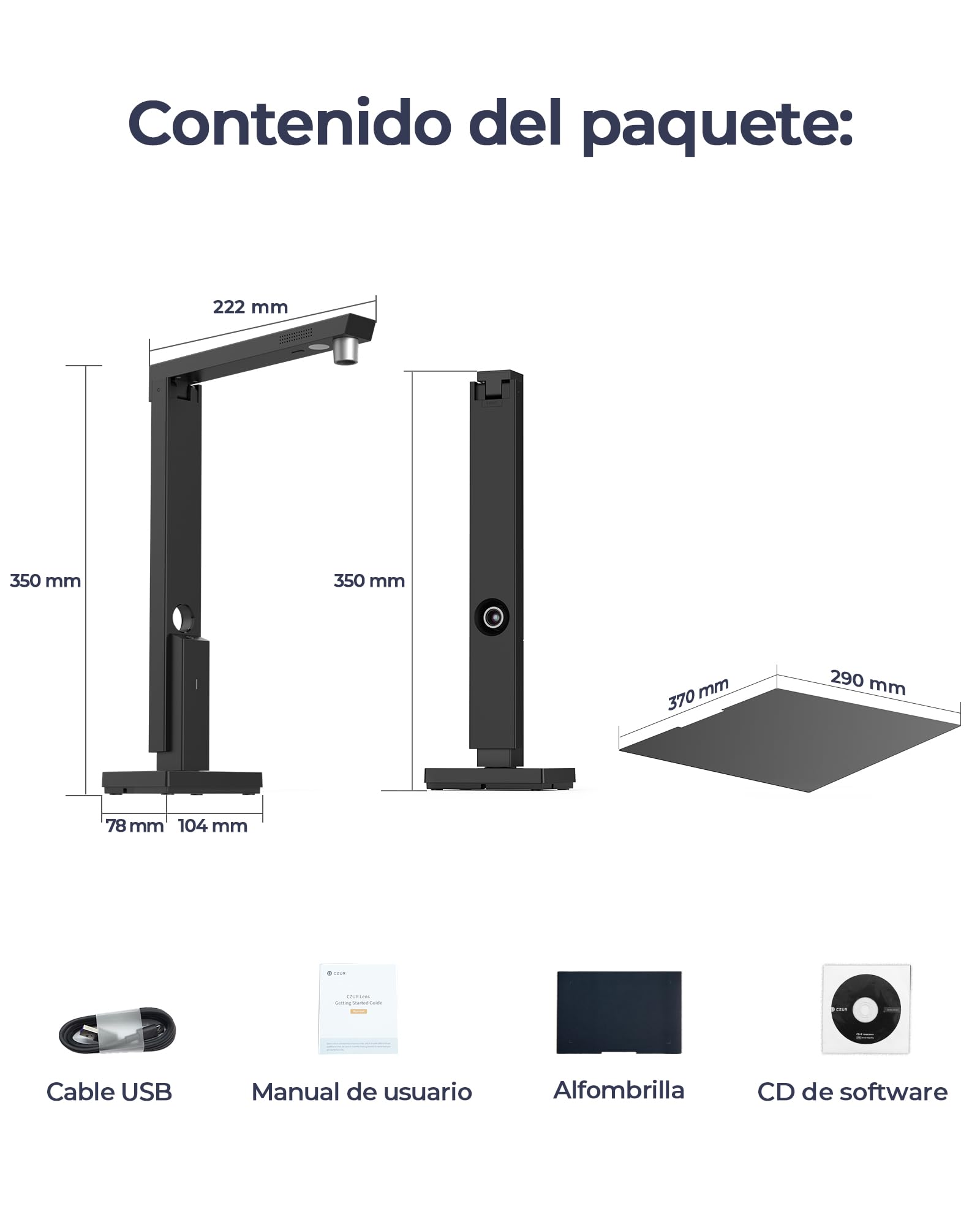 CZUR Lens 1200 Pro Escáner de Documentos Portátil Vertical A4, 12 MP, OCR Rápido 1 s/Página