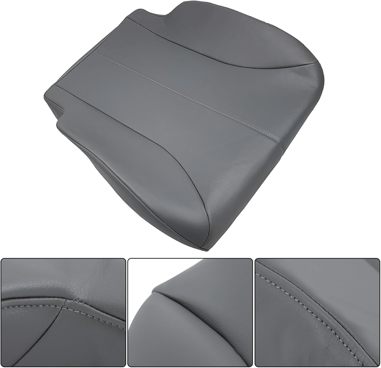 Silscvtt 2PCS Gray Artificial Leather Seat Cover Front Driver Side Backrest and Bottom Replacement for International 4200 4300 4400 Air Ride 2001-2007