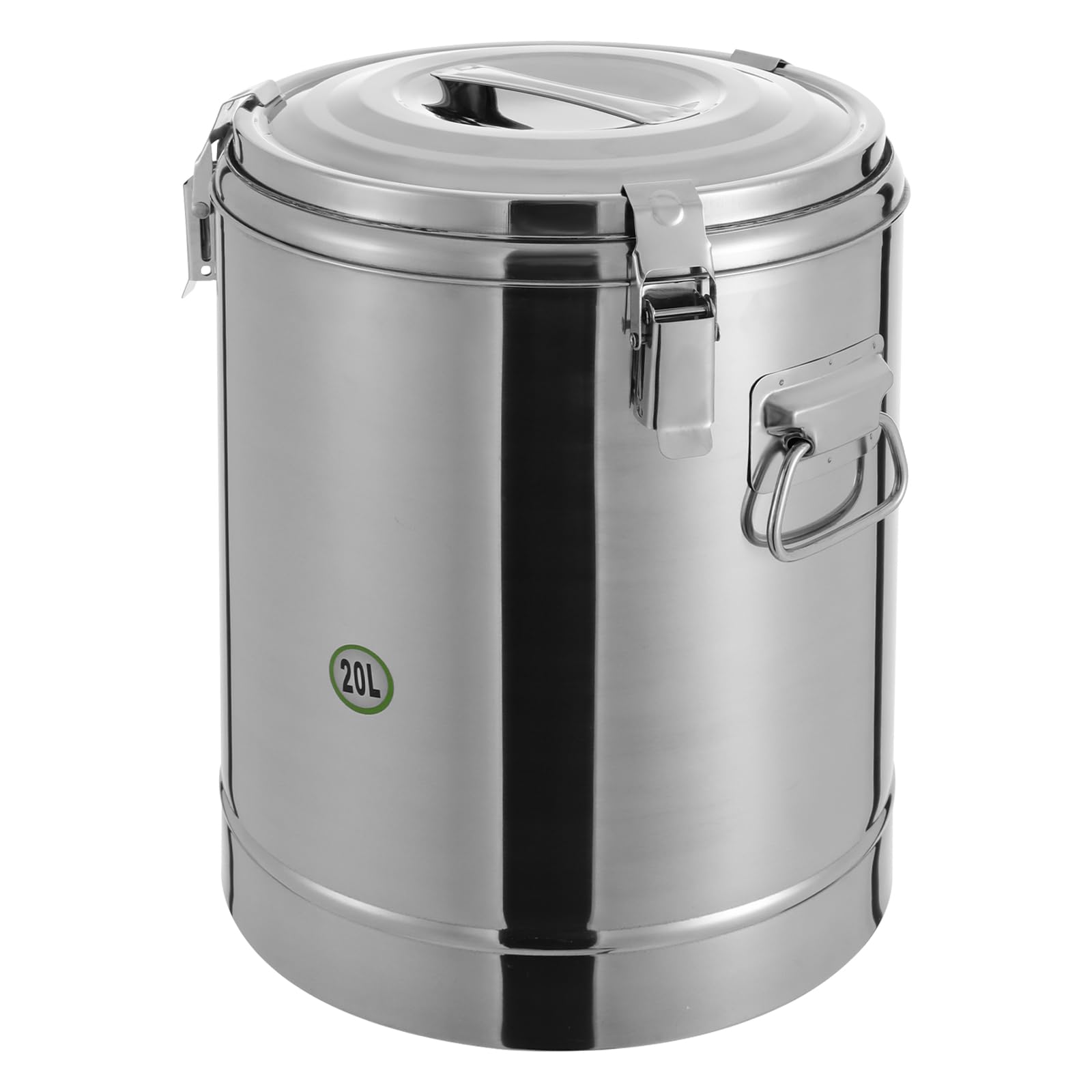 Contenitore termico da 20 l, in acciaio inox, con coperchio e maniglie, secchio isolato professionale per mense scolastiche, hotel, ristoranti