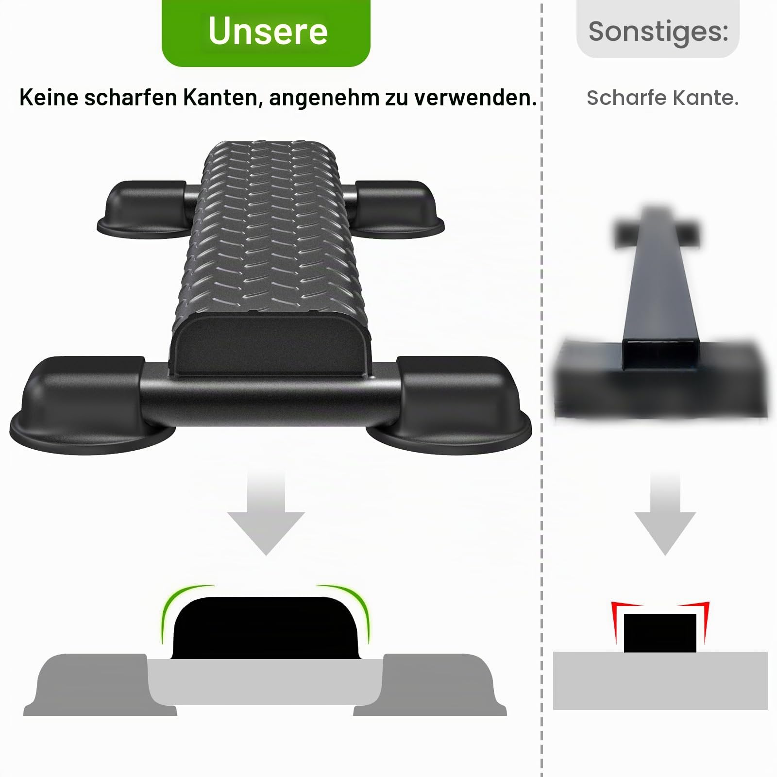 Wadenhebestange aus Stahl, vielseitige stehende Wadenhebemaschine, breiter, Rutschfester massiver Wadenblock, abgerundetes Kanten-Design, perfekt für Wadendehnung, Kniebeugen, Fußdehnung