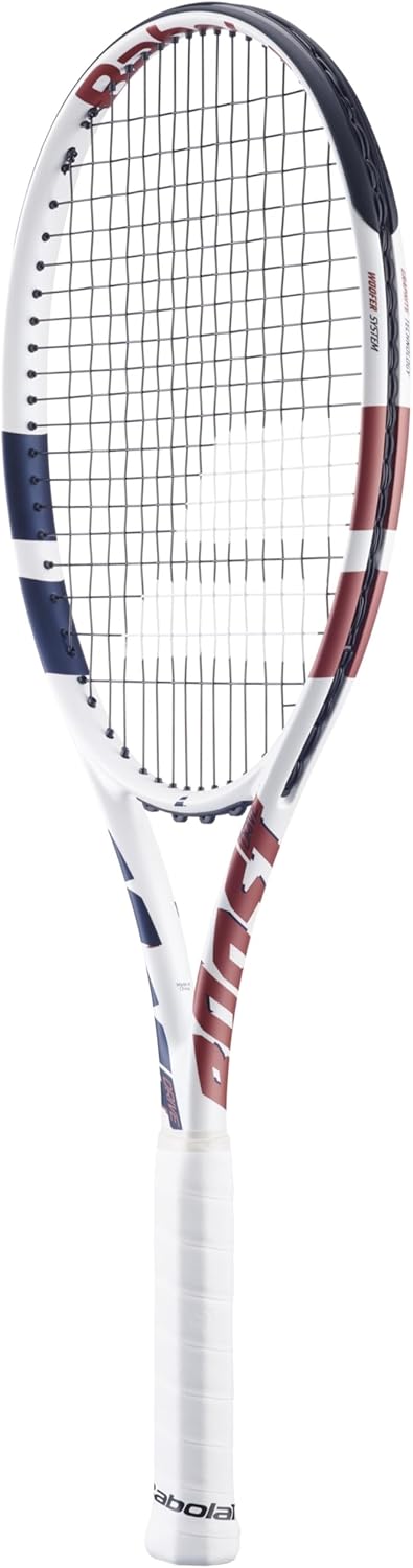 Babolat Boost Drive Strung Tennis Racquet (White) - Add an Optional Bag, Tennis Balls and Grips