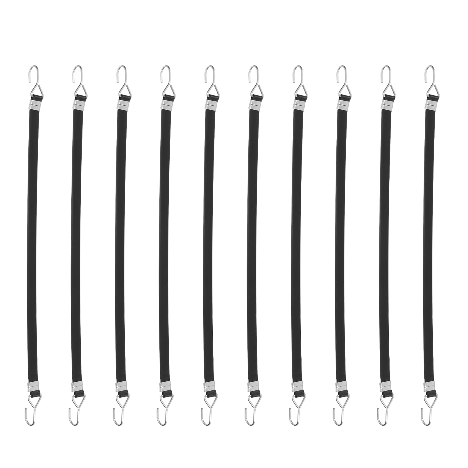 sourcing map 10Pcs Bungee Cords with Hooks, 1 Meter Bungee Straps Rubber Tarp Straps Tie Down Cords with Metal Hook Buckles for Securing Motorcycle Cargo Tarps Canvases, Black