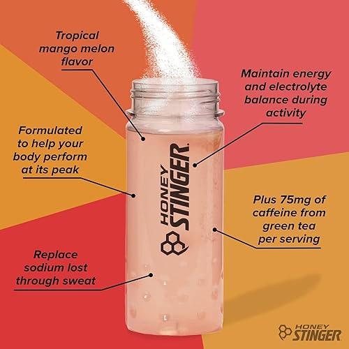 Miniatura 2 de Honey Stinger Perform Sport Hydration Powder  Multiplicador de electrolitos de melón de mango para ejercicio, resistencia y rendimiento  Nutrición