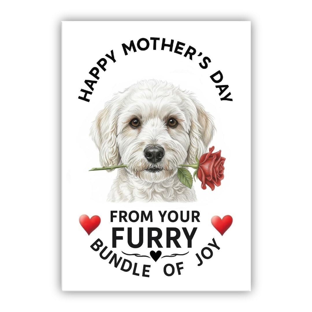 Mother’s Day Dog Card – Pet Mothers Day Greeting Card from the Dog - “Happy Mother’s Day” - Many Breeds Available (• Cockapoo white– Cockerpoo)