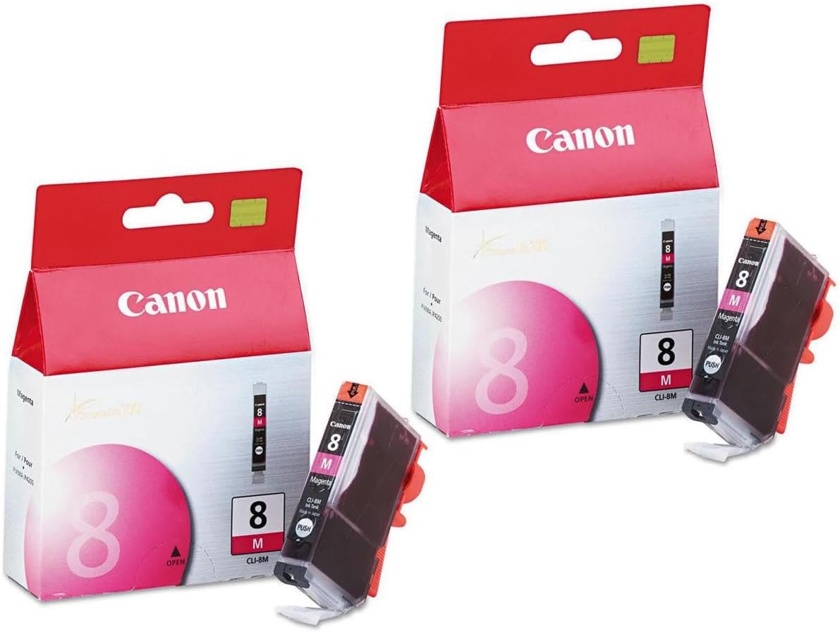 Canon CLI-8M Magenta Ink Cartridge for Select PIXMA IP, MP, MX and PRO Series Printers, 2-Pack