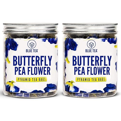 BLUE TEA - Flor de guisante mariposa - 60 bolsas de té (paquete de 2)  100% natural- té helado, té caliente, cócteles sin alcohol, cócteles  Flor de