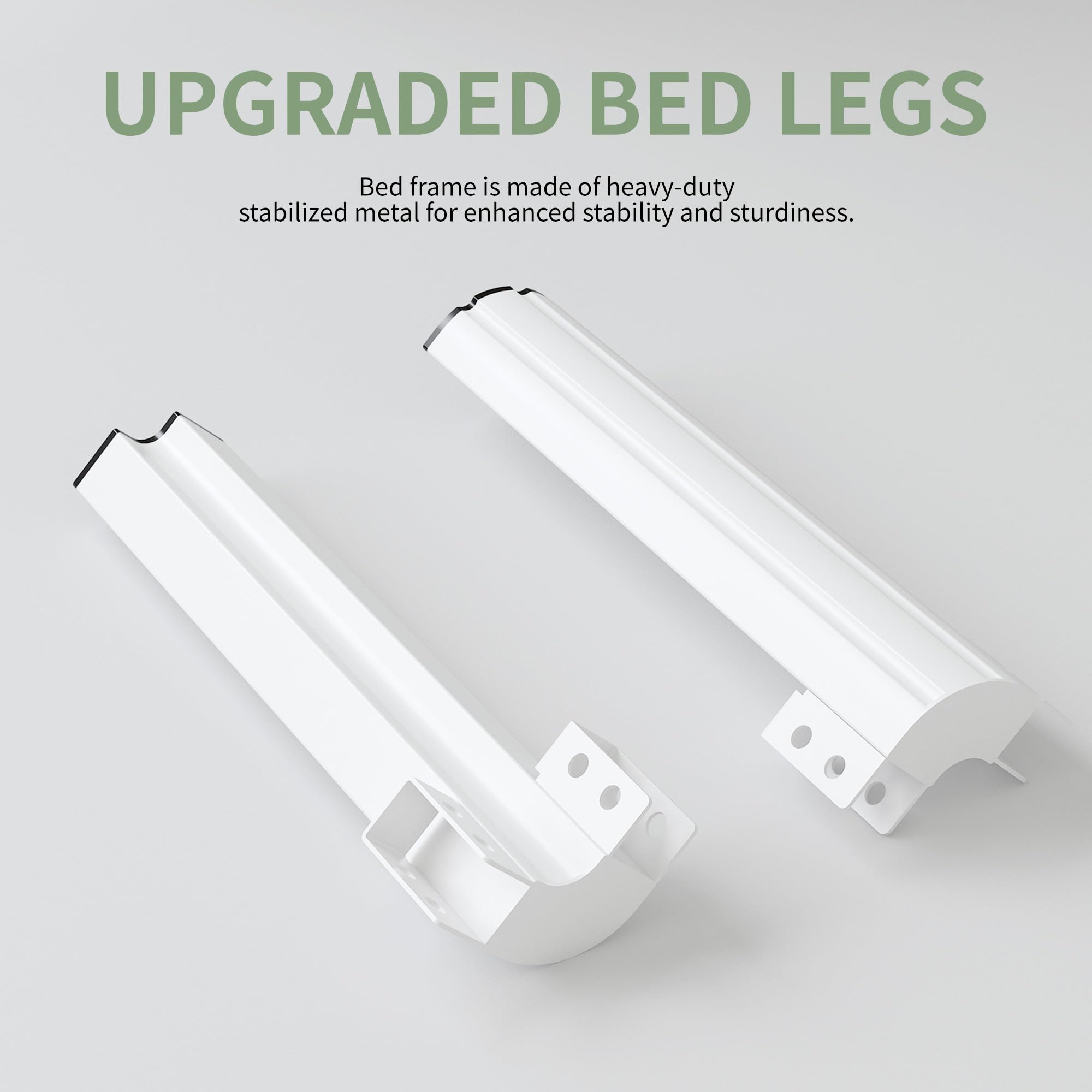 Lutown-Teen Struttura Letto in Metallo 80 x 190 cm, Con Gambe Rotonde- Altezza 36 cm, Letto Singolo Con Rete a Doghe in Metallo, Bianco