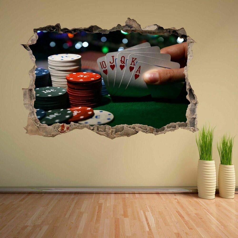 Diuangfoong Poker Cards Chips Casino Wall Art Sticker Mural Decal Home Office Pub Decor 51" x 34"