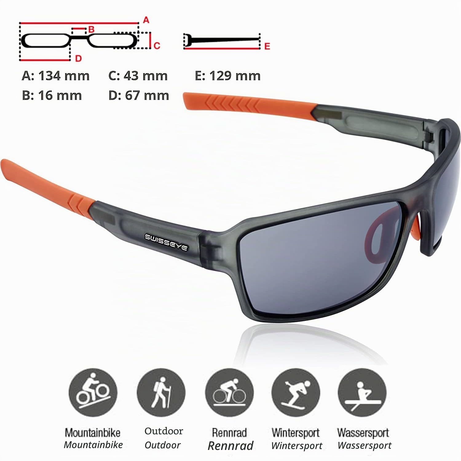 SWISSEYE Freestyle Sportbrille (100% UVA-, UVB- und UVC-Schutz, splitterfreies Material, Antifog/Antiscratch)