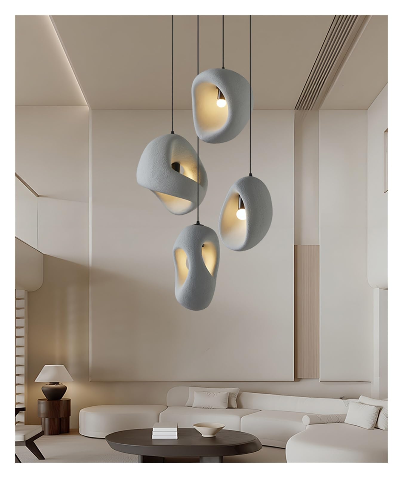 Lampadario per Scale in Stile Nordico, Semplice, Creativo, Duplex, per Decorazione Domestica, apparecchio di Illuminazione a LED (C - Grigio, modificabile)