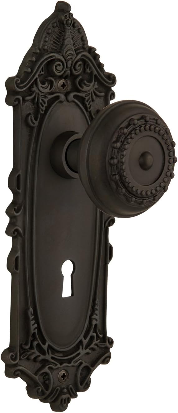 Nostalgic Warehouse Victorian Plate with Keyhole Meadows Knob, Privacy - 2.75", Polished Brass