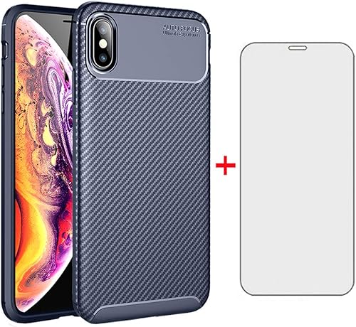 Asuwish Funda de teléfono para iPhone Xs Max de 6.5 pulgadas 2018 con protector de pantalla de vidrio templado, accesorios de celda delgada de goma