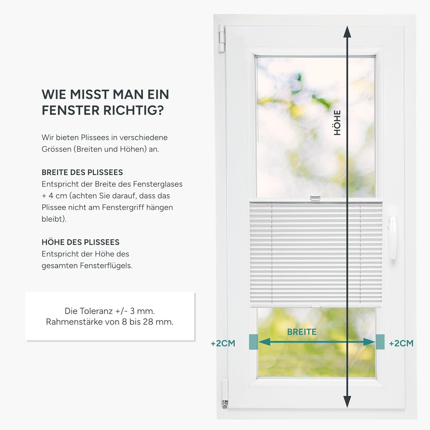 Estika Thermo-Plissee ohne Bohren Verdunkelung 70 cm x 200 cm - Blackout: Weiß-Weiß - Bruchfeste Klemmhalter, Plisees ohne Bohren Blickdicht, Verdunklungsplissee, Plissee Klemmfix