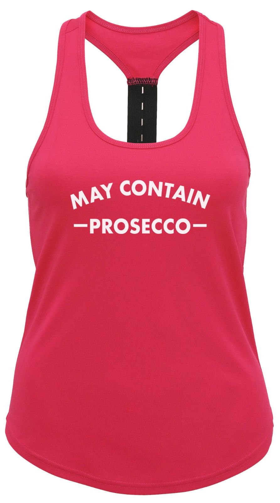 Ukprintwear Women's Hot Pink May Contain Prosecco Strap Back Vest ( Medium)