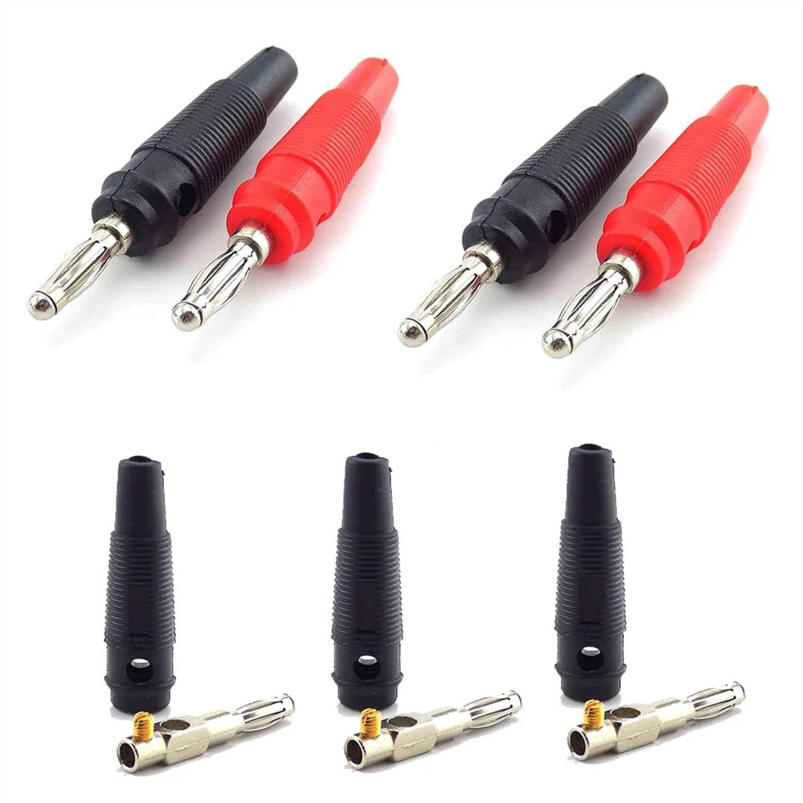 4 Spine A Banana Flessibili 2mm-4mm Per Amplificatori E Altoparlanti – Rosse E Nere