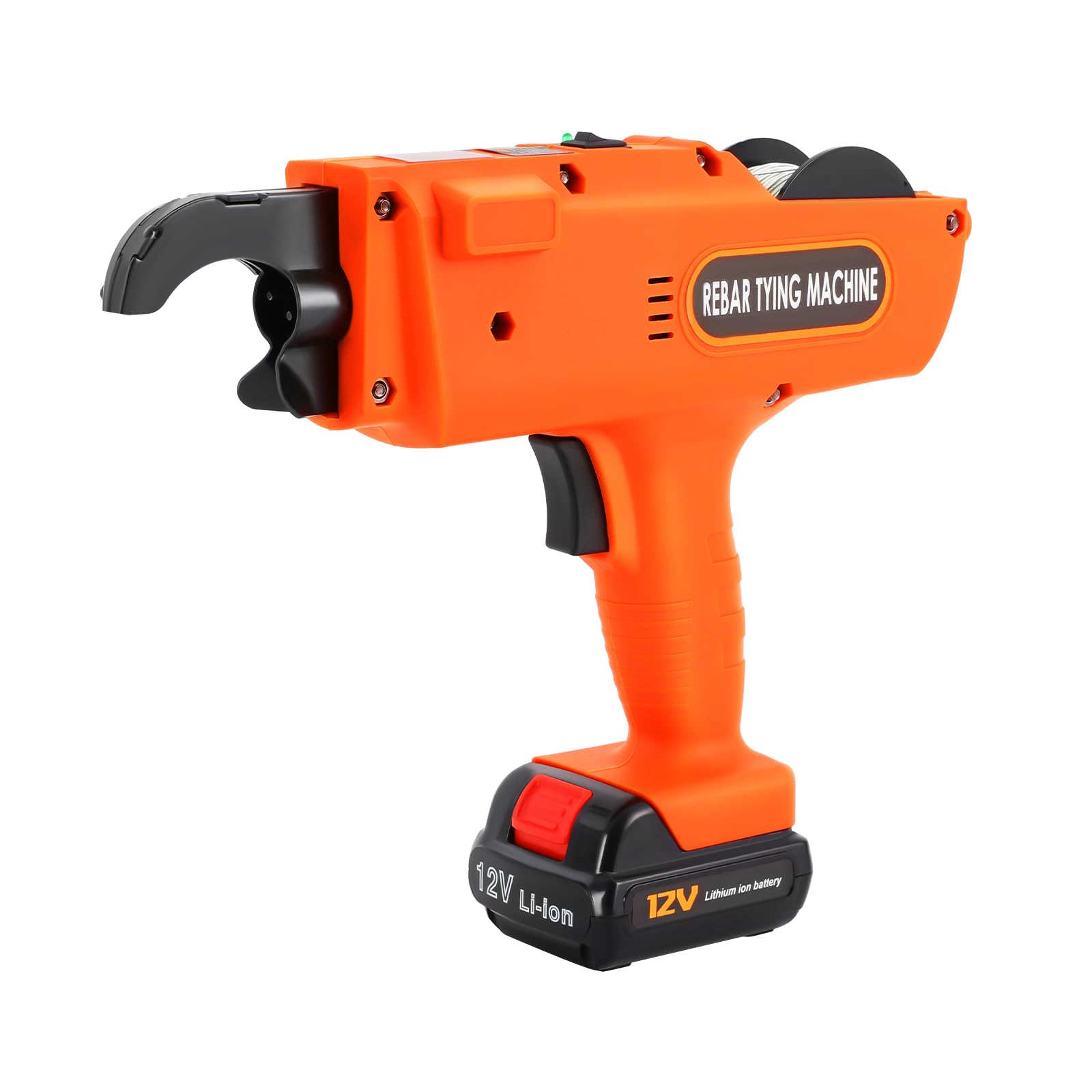 Automatic Electric Tier Tying Machine 0.8s Rebar Tie Gun, Steel Rebar Tying Tool with 8-34mm Range Lightweight, Wire Rebar Binding Machine w/361ft Wire – Orange