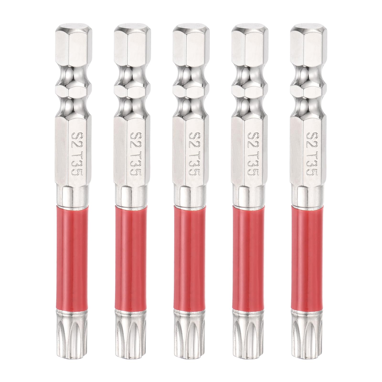 sourcing map 5pcs TT35 Torx Head Screwdriver Bit 1/4" Hex Shank 65mm Long Magnetic Tamper Proof 6 Point Star Drill Bits S2 Steel Industrial Power Screwdrivers with Hole Tip