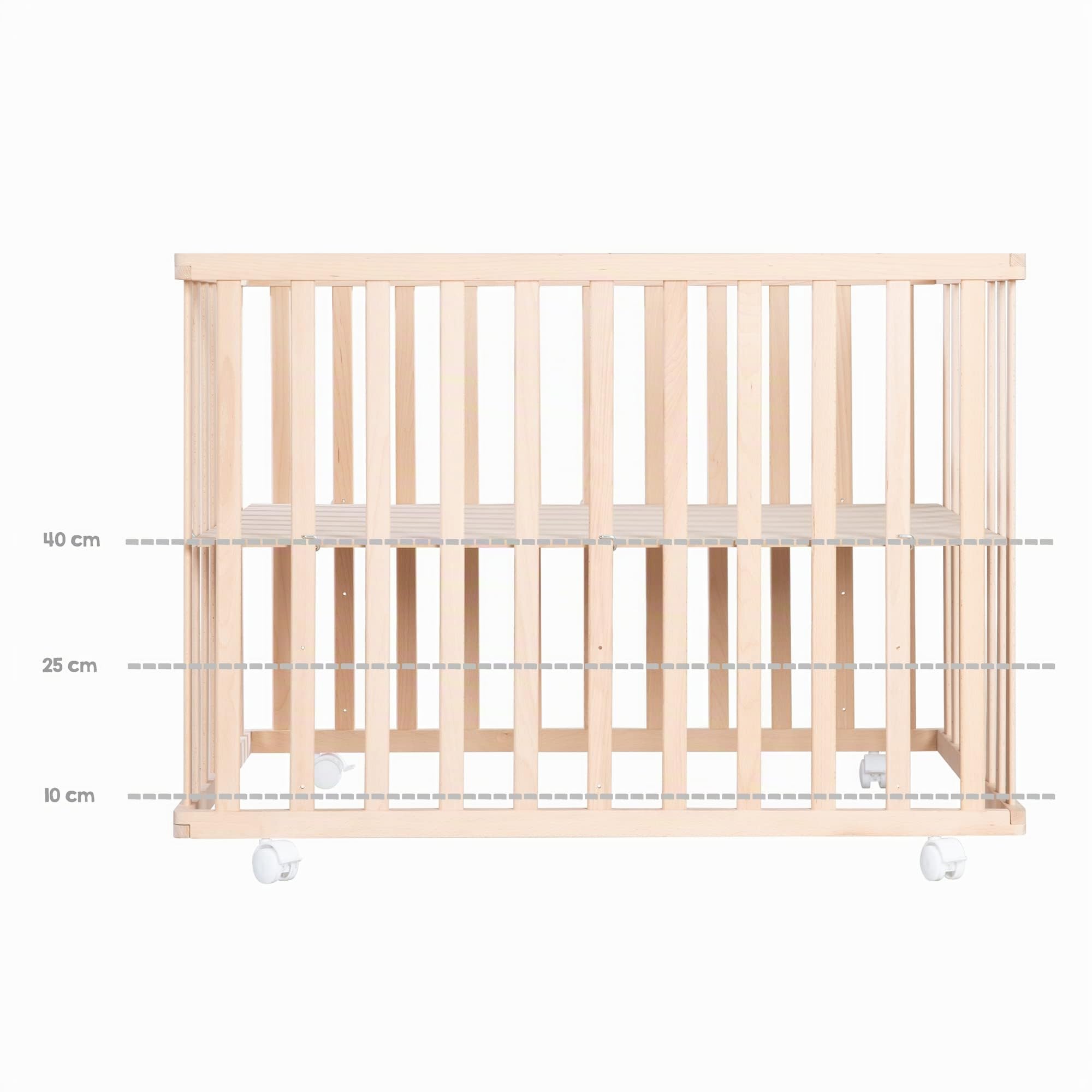 roba Parc Bébé Rectangulaire en Bois 75x100 "Jumbotwins" + Tapis de Parc Bébé et Roues Avec Freins - Blanc
