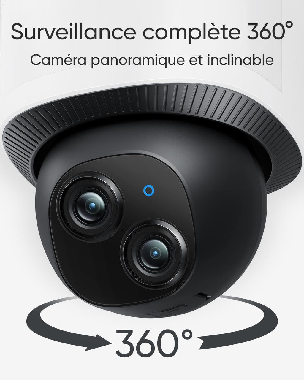 eufy Security Camera Floodlight E340 Filaire, Rotation à 360° et Inclinaison, Wi-FI Double Bande, caméra à Double Objectif, Compatible avec la HomeBase 3, Stockage Local, aucuns Frais mensuels