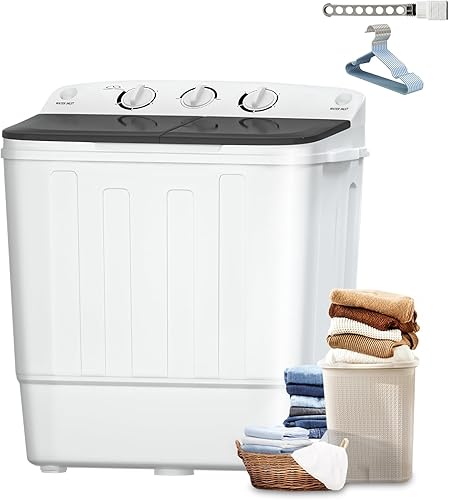 Sportpulse - Mini lavadora portátil de 18 libras, lavadora de 11 libras y giratorio de 7 libras, pequeña lavadora de lavandería con control de