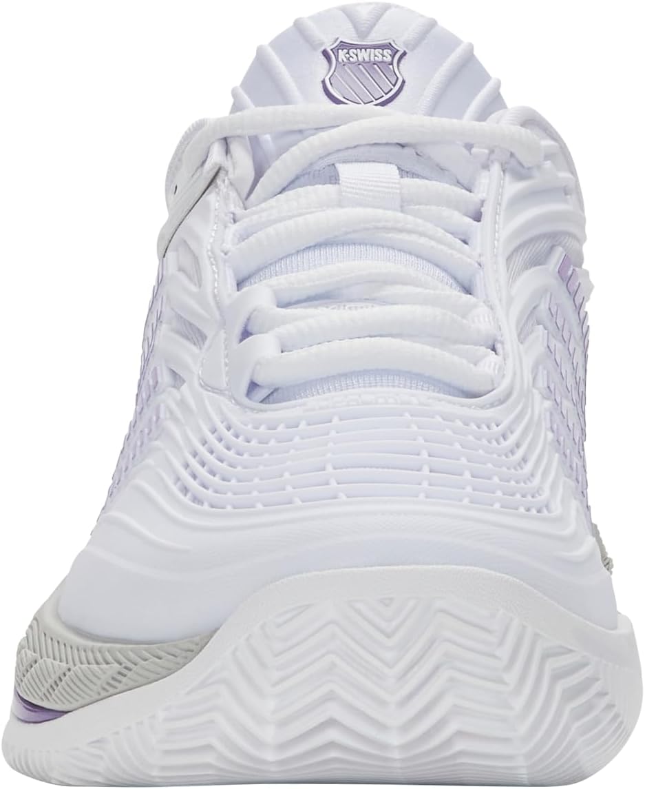 K-Swiss Women's Hypercourt Supreme 2 Clay Tennis Shoe (White/Lunar Rock/Purple Haze)