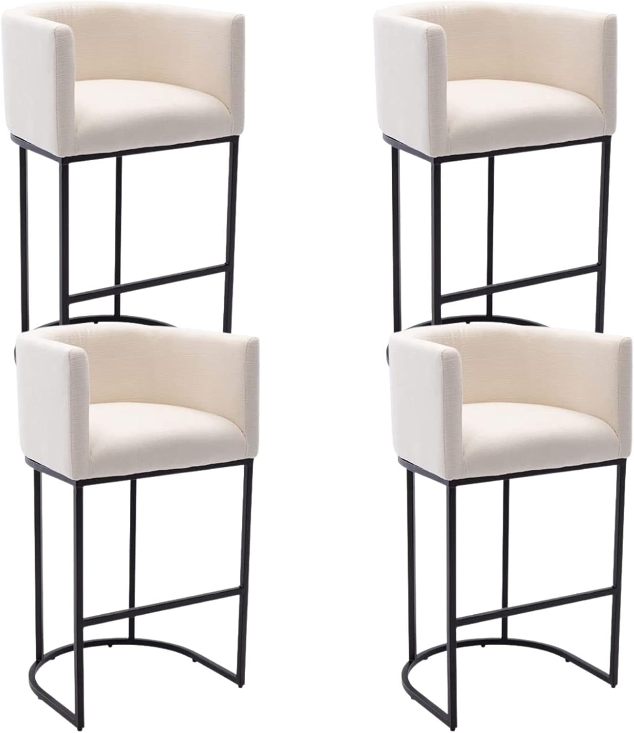 Modern Counter Height Linen Fabric Upholstered Counter