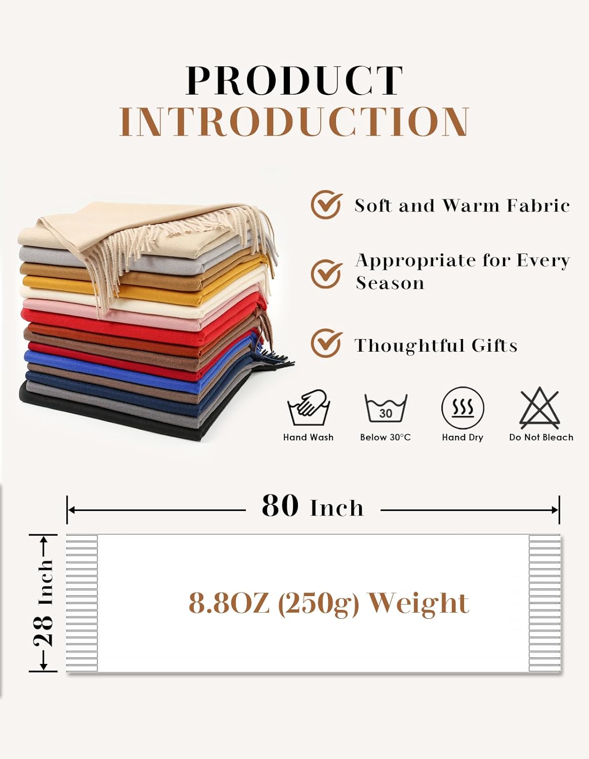 Women's Scarf Pashmina Shawls and Wraps for Evening Dress Wedding Bridal Bridesmaid Winter Warm Long Large Scarves - Image 9