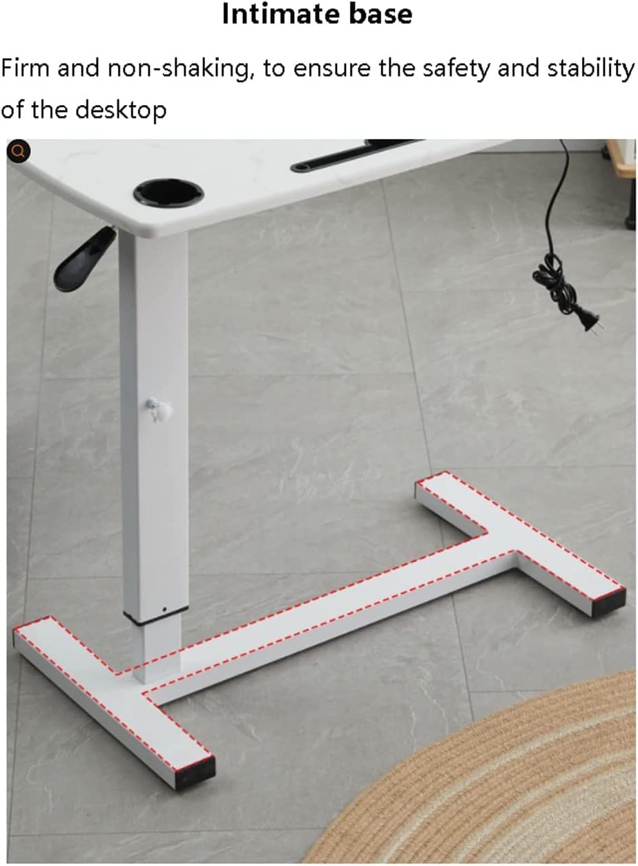 Adjustable Overbed Table with Foldable Design Portable Laptop Desk with Rollers for Sofa Bedside and Office Use
