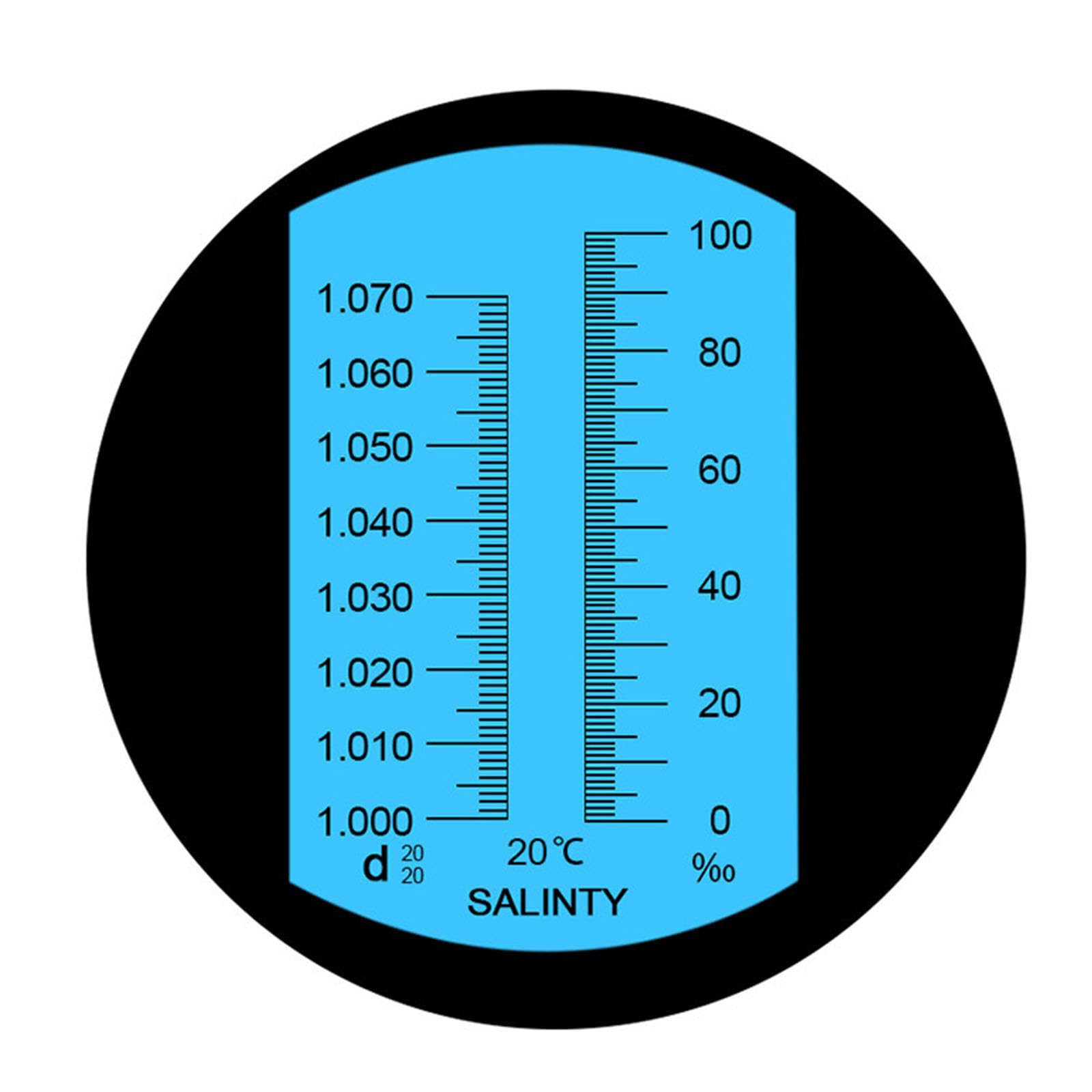 Medidor de concentración de sal de agua de mar, refractómetro de salinidad 0 a salinómetro 1.000-1.070 para acuario, refractómetro portátil de salinidad de mano