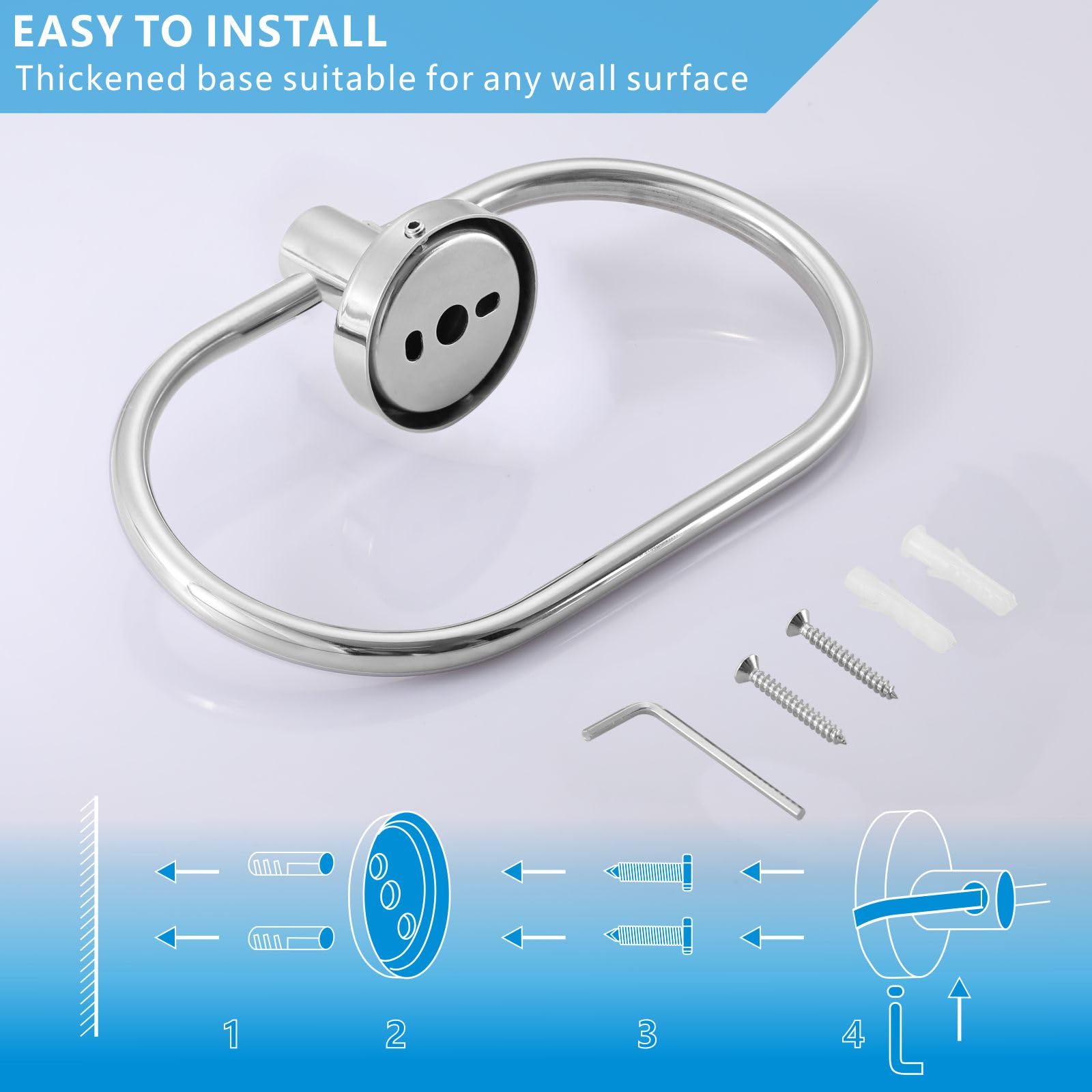 Anneau à serviettes de style moderne en acier inoxydable 304 chromé