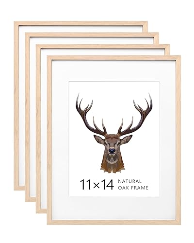 KINLINK 11x14 Frames Natural Oak Wood Frames with Acrylic Plexiglass,