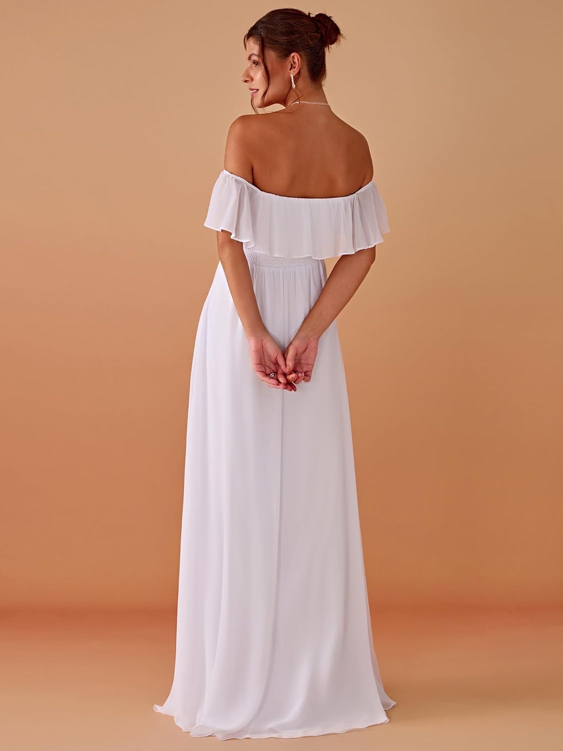 Ever-Pretty Women's Elegant Off The Shoulder Side Split High Waist Flowy Chiffon Maxi Bridesmaid Dress Formal Dresses 00968 - Image 2