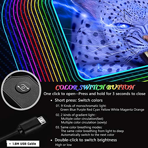 DORRISO Mouse Pad RGB Gaming Mouse Mat New Large 900x400x4mm XXL 12 Glowing Modes LED Extended Mousepad Anti-Slip Rubber Base Keyboard Soft Mouse Pads for Computer Laptop PC Desk Gaming Mousepad - Image 5
